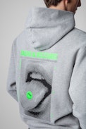 Sweatshirt Sanchi Photoprint Happy - Sweatshirt  homme gris chiné imprimé photoprint