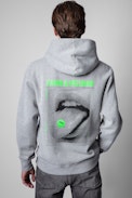 Sweatshirt Sanchi Photoprint Happy - Sweatshirt  homme gris chiné imprimé photoprint