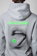 Sweatshirt Sanchi Photoprint Happy - Sweatshirt  homme gris chiné imprimé photoprint