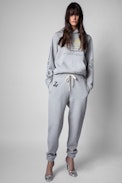 Steevy Trackpants - Woman’s flecked grey tracksuit bottoms