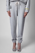 Steevy Trackpants - Woman’s flecked grey tracksuit bottoms