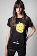 Walk Multicusto T-shirt Leinen - Women’s black happy print T-shirt