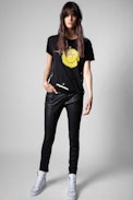 Walk Multicusto T-shirt Leinen - Women’s black happy print T-shirt