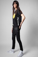 Walk Multicusto T-shirt Leinen - Women’s black happy print T-shirt