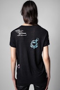 Walk Multicusto T-shirt Leinen - Women’s black happy print T-shirt