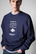 Sweatshirt Simba Zadig ou la Destinée - Herren-Sweatshirt aus tintenblauer Baumwolle mit Print Zadig ou la Destinée