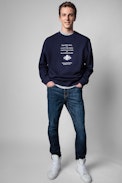 Sweatshirt Simba Zadig ou la Destinée - Herren-Sweatshirt aus tintenblauer Baumwolle mit Print Zadig ou la Destinée