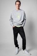 Simba Zadig Ou La Destinée Sweatshirt - Men’s grey marl cotton printed Zadig Ou La Destinée sweatshirt