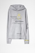 Felpa Georgy Multicusto Voltaire Happy - Felpa da donna con cappuccio multi personalizzata grigio screziato