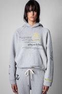 Felpa Georgy Multicusto Voltaire Happy - Felpa da donna con cappuccio multi personalizzata grigio screziato