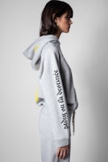 Felpa Georgy Multicusto Voltaire Happy - Felpa da donna con cappuccio multi personalizzata grigio screziato