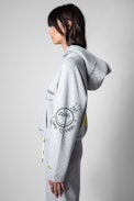 Felpa Georgy Multicusto Voltaire Happy - Felpa da donna con cappuccio multi personalizzata grigio screziato