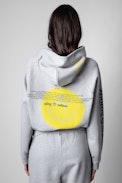 Felpa Georgy Multicusto Voltaire Happy - Felpa da donna con cappuccio multi personalizzata grigio screziato