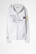 Felpa Ghost - Felpa in cotone bianco con zip da uomo