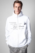 Felpa Ghost - Felpa in cotone bianco con zip da uomo