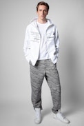 Felpa Ghost - Felpa in cotone bianco con zip da uomo