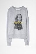 Sweatshirt Champ Voltaire Signature - Sweatshirt femme gris chiné avec portrait de Voltaire sur le devant.