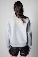 Sweatshirt Champ Voltaire Signature - Sweatshirt femme gris chiné avec portrait de Voltaire sur le devant.