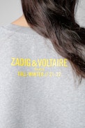 Sweatshirt Champ Voltaire Signature - Sweatshirt femme gris chiné avec portrait de Voltaire sur le devant.