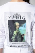 T-Shirt mit Henley-Ausschnitt Photoprint - Damen-T-Shirt aus weißer Baumwolle mit Photoprint