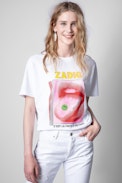 Tom Voltaire Happy T-Shirt - Woman’s oversized white printed Zadig&Voltaire T-Shirt.