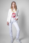 Tom Voltaire Happy T-Shirt - Woman’s oversized white printed Zadig&Voltaire T-Shirt.