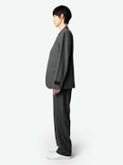 Vanilleh Blazer - Straight mottled grey flannel blazer with stripes, button fastening, pockets and Studio label.