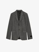 Vanilleh Blazer - Straight mottled grey flannel blazer with stripes, button fastening, pockets and Studio label.