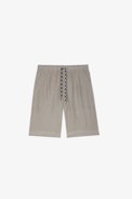 Pixels Shorts - Men's khaki linen shorts with multiple pockets