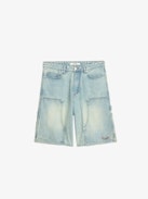 Bermuda Perys Denim - Weite Bermuda-Shorts in Knielänge im Worker-Stil mit Nahtdetails und Nieten.