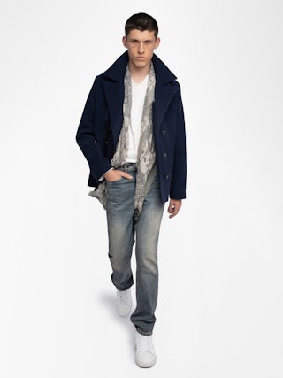 Mollys Coat - Short double-breasted coat with wing badge on the back.