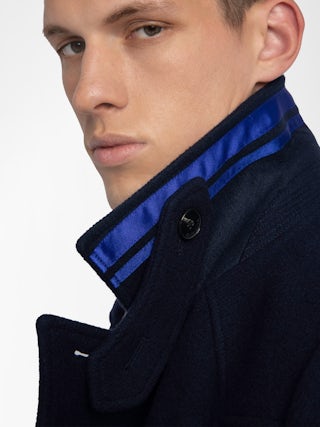 Mollys Coat - Short double-breasted coat with wing badge on the back.