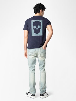 Jeans John - Jeans dritti con buchi e segni di usura, chiusura con zip.