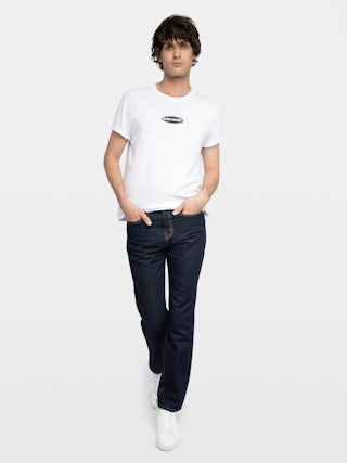 Jean John - Straight raw denim jeans with zip fastening.