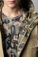 Keanu Parka - Men's reversible cotton military parka in beige camouflage