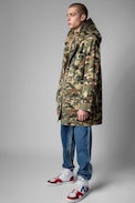 Keanu Parka - Men's reversible cotton military parka in beige camouflage