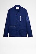 Bertie Jacket - Men's royal blue cotton jacket with arrow pattern