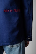 Bertie Jacket - Men's royal blue cotton jacket with arrow pattern