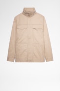 Bernie Jacket - Men's beige cotton jacket with arrow pattern