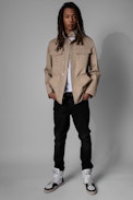 Bernie Jacket - Men's beige cotton jacket with arrow pattern