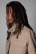 Bernie Jacket - Men's beige cotton jacket with arrow pattern
