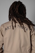 Bernie Jacket - Men's beige cotton jacket with arrow pattern