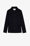 Light Bertie Jacket - Men’s navy blue cotton jacket with ‘Art is truth’ and skull patches on back