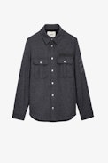 Bali Jacket - Men's grey marl felt overshirt jacket