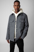 Bali Jacket - Men's grey marl felt overshirt jacket