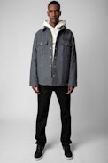 Bali Jacket - Men's grey marl felt overshirt jacket