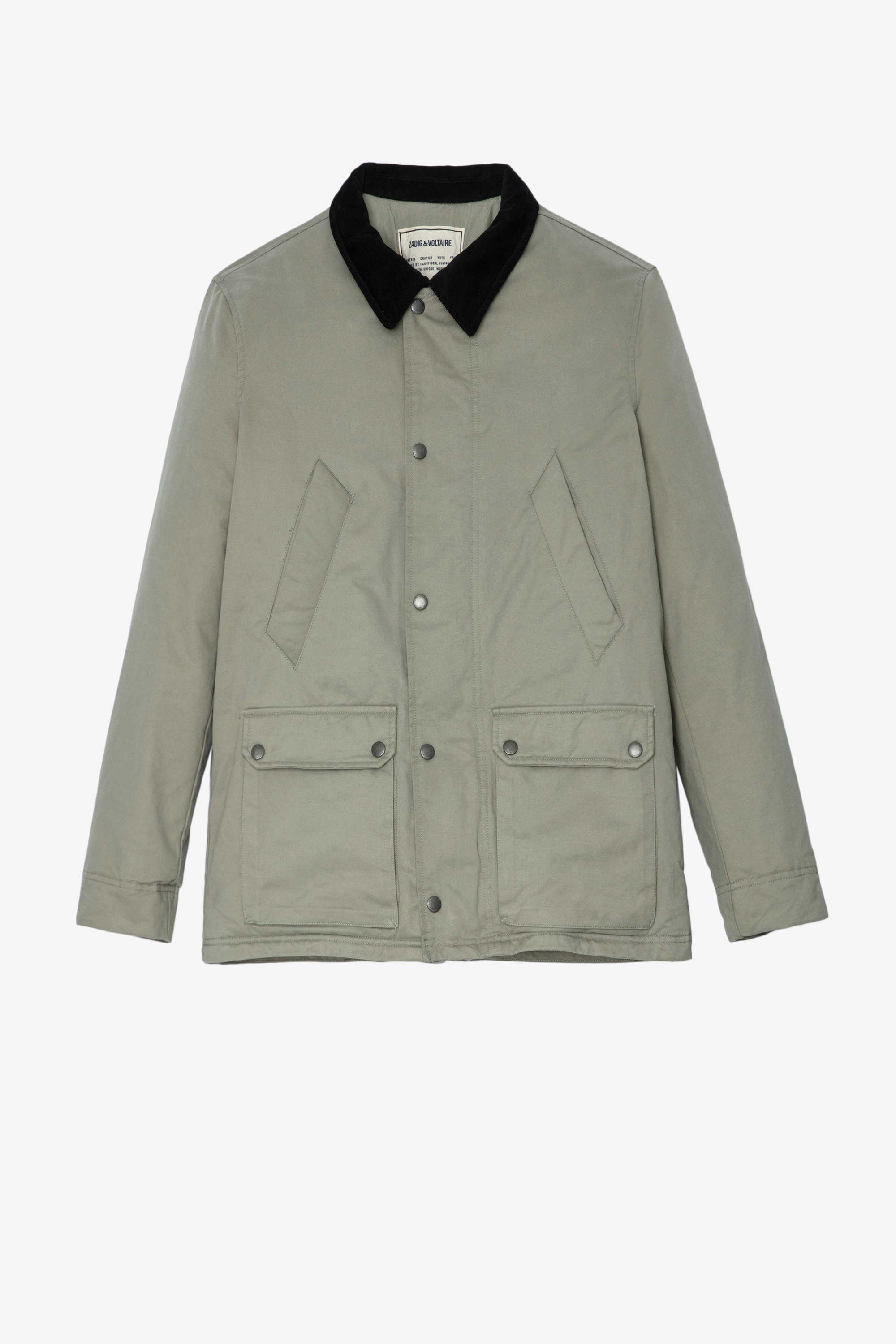 Bertie Jacket Men's reversible military jacket in khaki cotton with velvet collar
