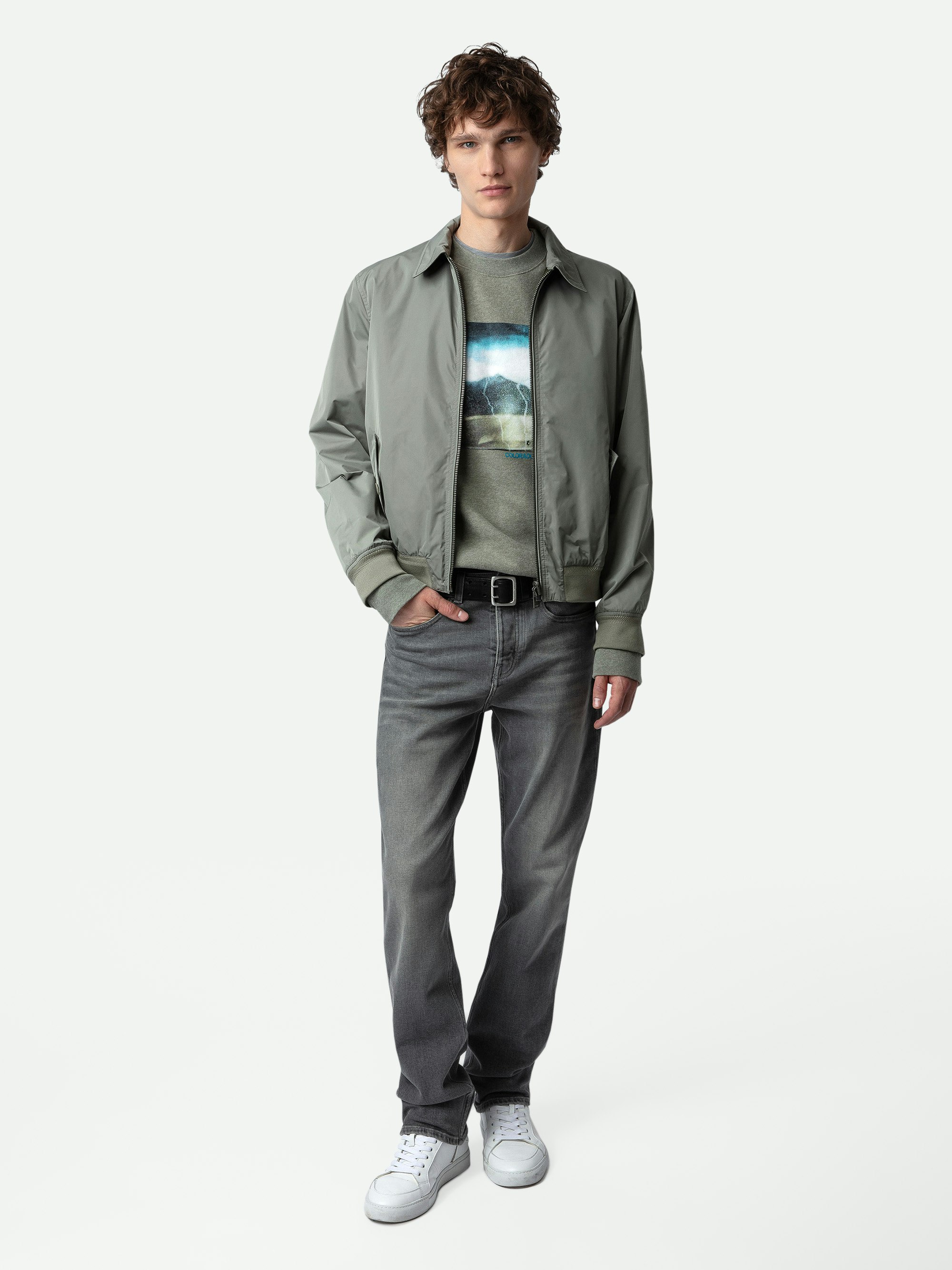 Mate Jacket - Reversible light green and khaki nylon jacket with rubber Studio Homme badge.