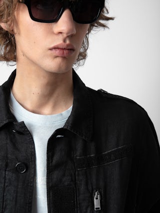 Veste Kido Lin - Veste en lin lavé boutonnée à poches.