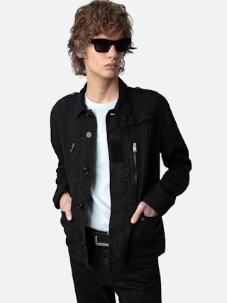 Veste Kido Lin - Veste en lin lavé boutonnée à poches.